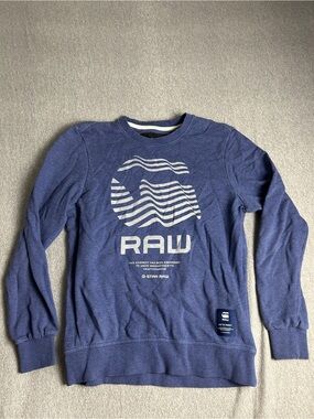 G-Star Blue Crewneck Sweatshirt with White Graphic size Medium